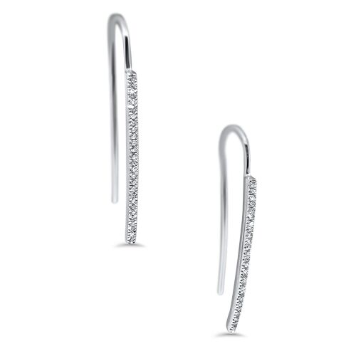 White Gold Diamond Stick Earrings