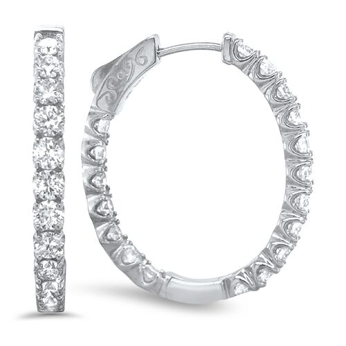 3ct Oval Diamond Hoop Earrings