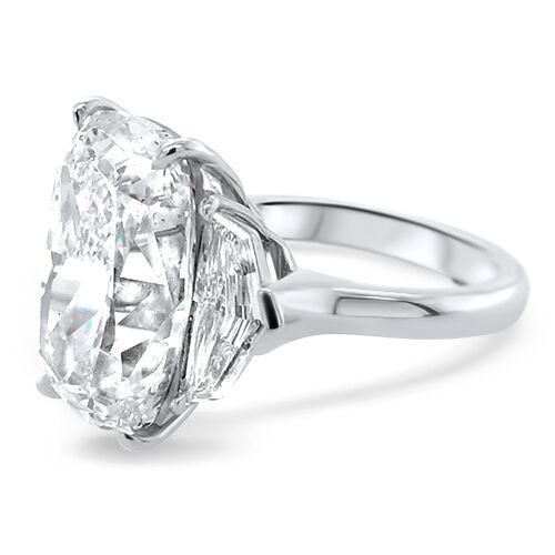 10.19ct Elongated Cushion Cut 3-Stone Diamond Ring