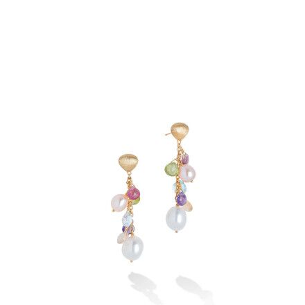 Paradise White & Pink Pearl With Gemstones Earrings