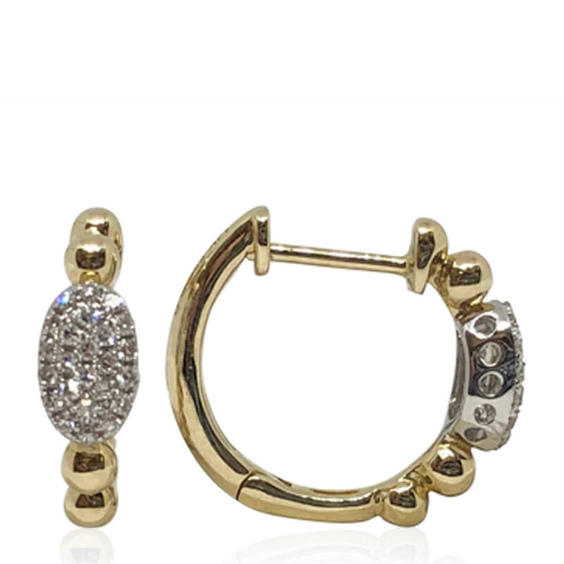 14kt. Pave Diamond Hoop Huggies