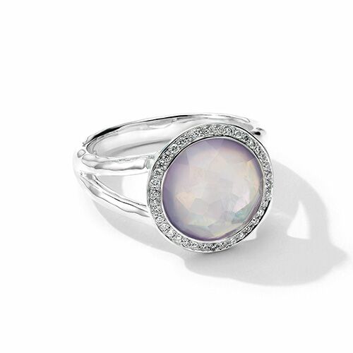 Mini Lollipo Ring With Amethyst, Mother Of Pearl & Rock Crystal And Diamonds