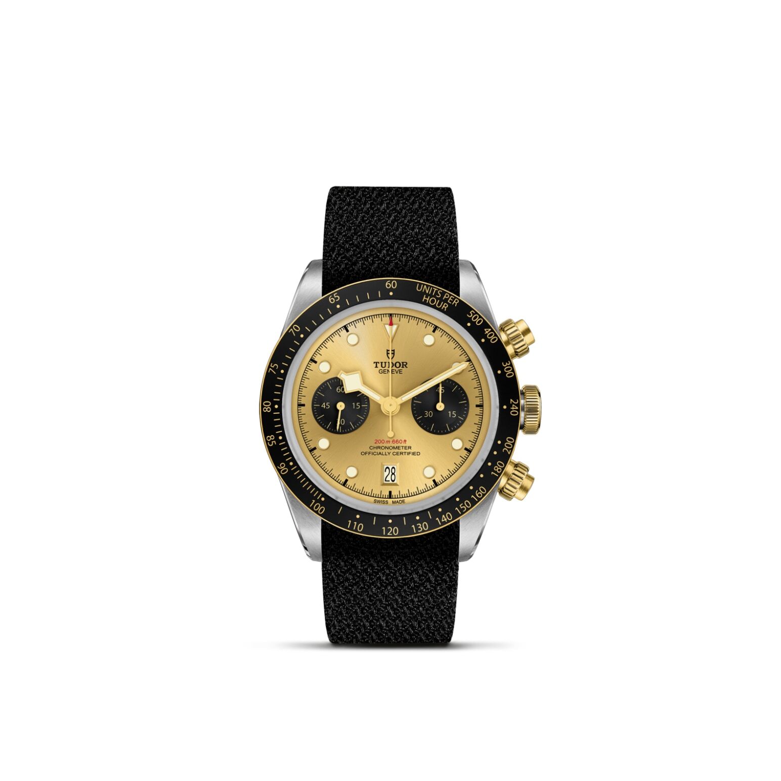 TUDOR Black Bay Chrono S&G, 41mm Steel Case, Black Fabric Strap