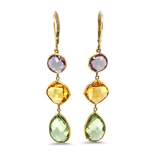 Multi-Color Gemstone Drop Earrings