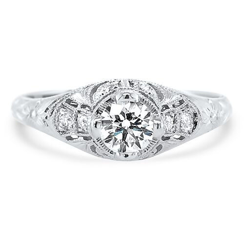 Estate Filigree Diamond Engagement Ring