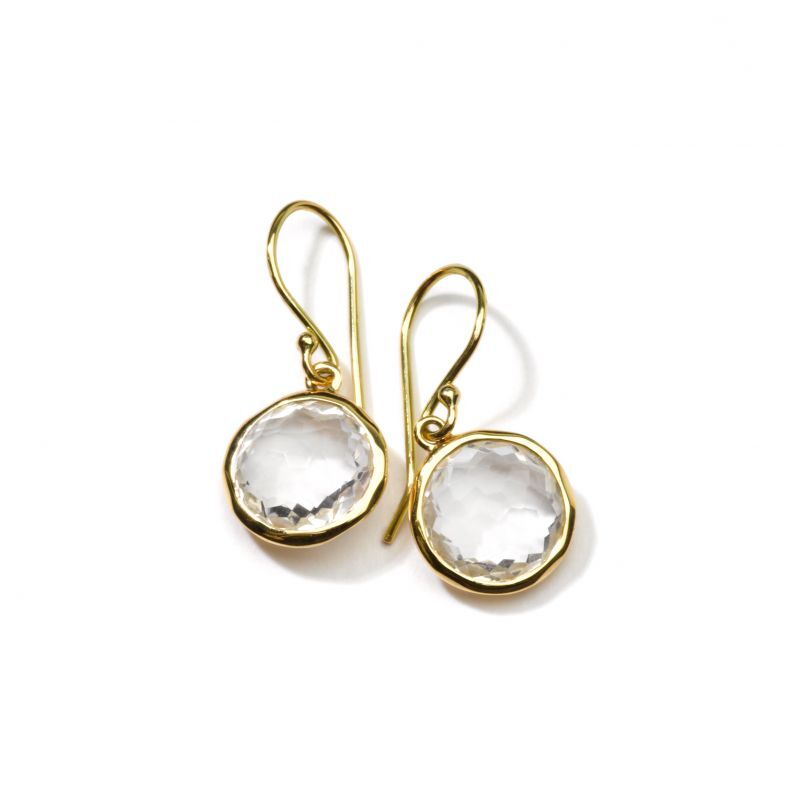 18k Lollipop Small Drop Earrings With Rock Crystal