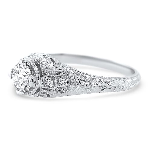Estate Filigree Diamond Engagement Ring