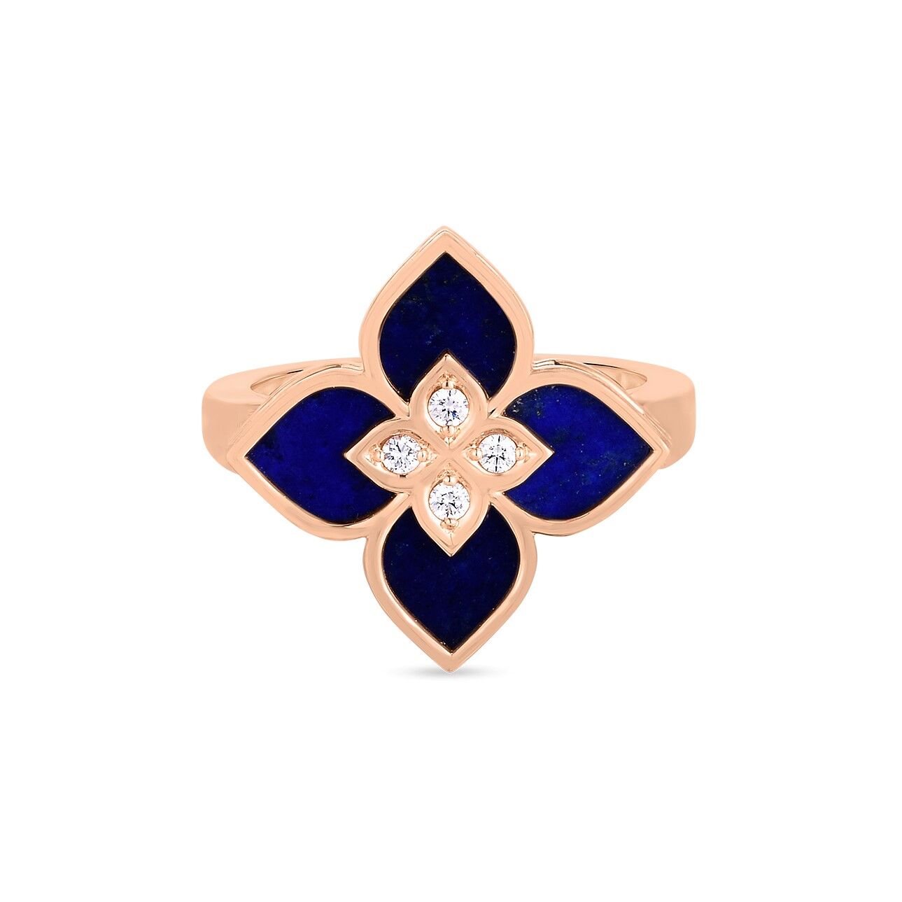 18KR Lapis & Diamond Flower Ring