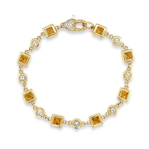 Mandarin Garnet And Diamond Chain Bracelet