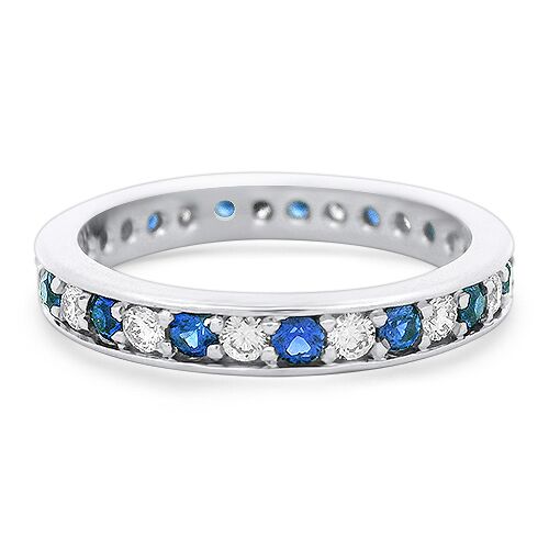 Sapphire & Diamond Eternity Band Ring
