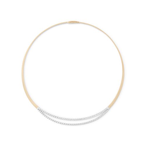 18K Yellow Gold Coil Collar With Double Row Diamond Bar