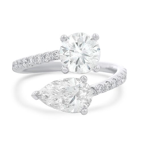 Toi Et Moi Diamond Bypass Ring in Platinum - Underwood Jewelers