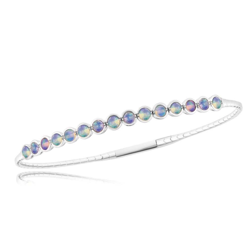 18kt white gold opal bangle bracelet - Underwood Jewelers