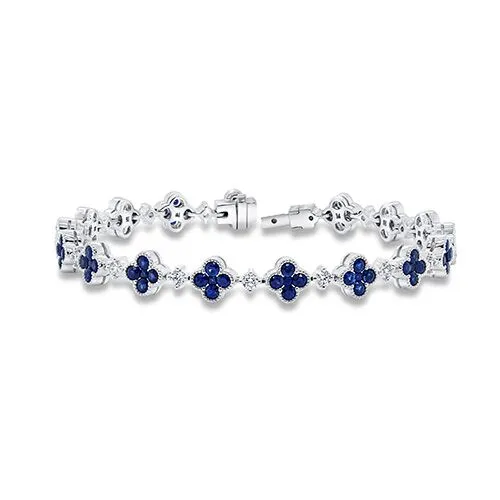Clover Sapphire & Diamond Station Bracelet