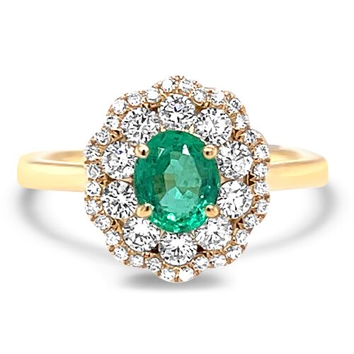 Diamond & Emerald Flower Ring