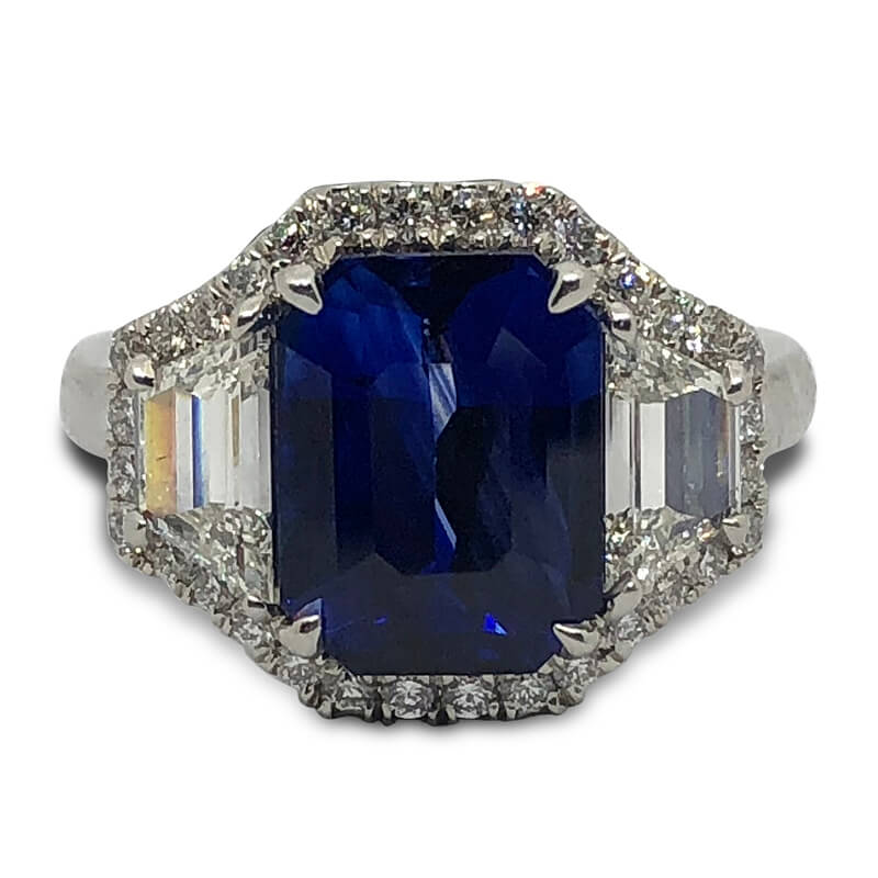 4.43ct. Emerald Cut Sapphire Ring