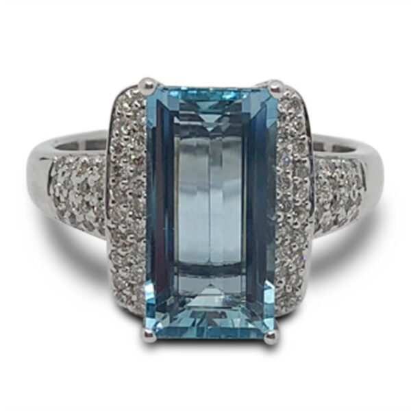 Aquamarine & Diamond Ring