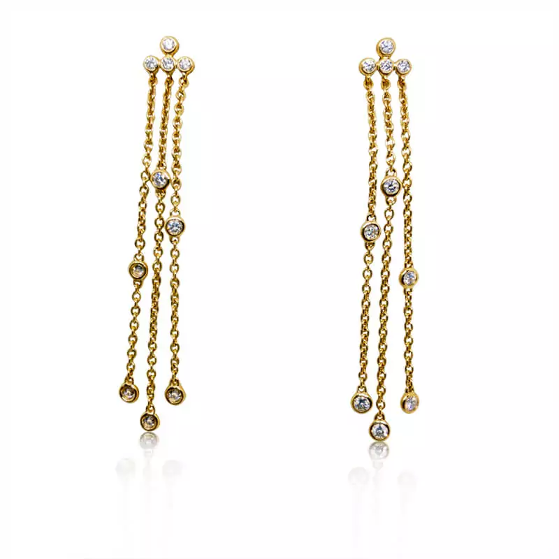 .32ct. YG Drop Chain Earrings