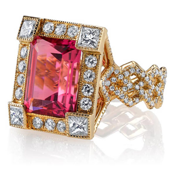 Pink Tourmaline Frame Ring