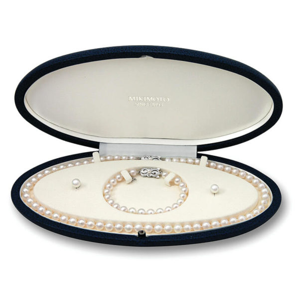 8mm Pearl Necklace, Bracelet & Studs Set- WG
