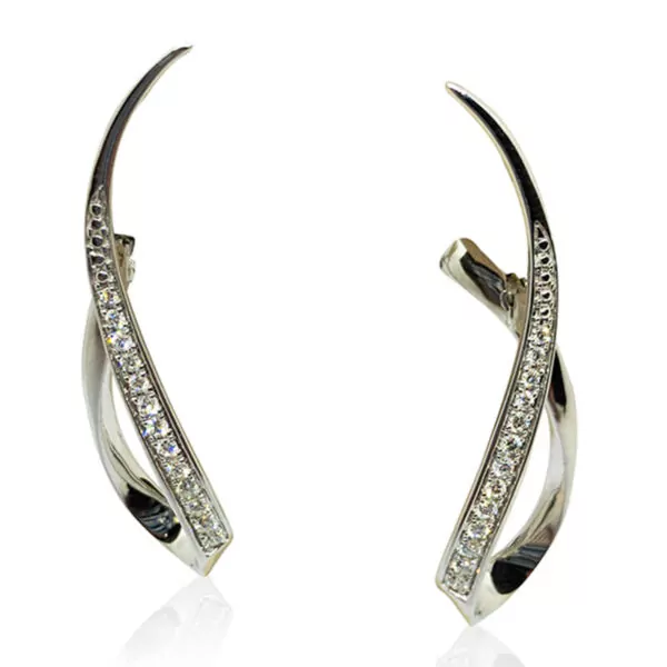 Ribbon Diamond Earrings- WG