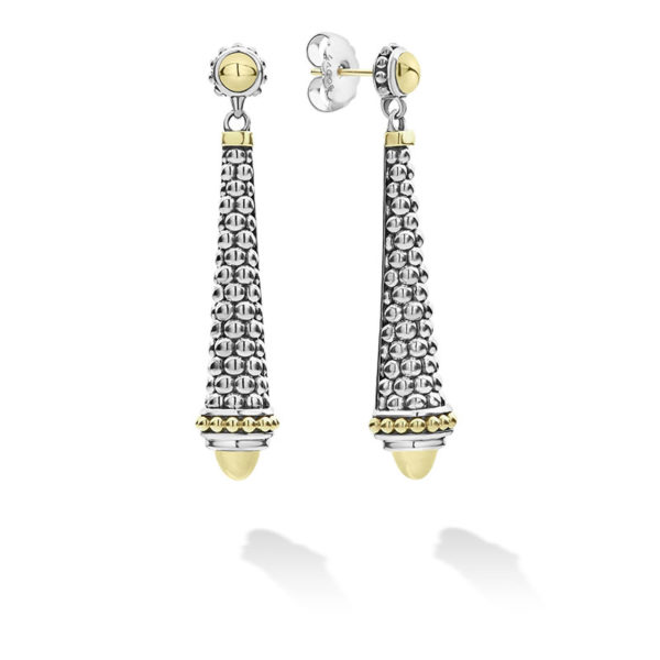 Long Conical Caviar Drop Earrings