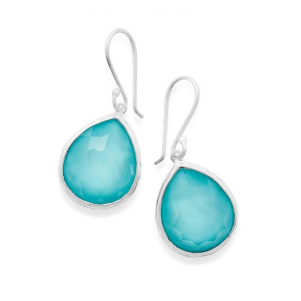 Rock Crystal & Turquoise Teardrop Earrings