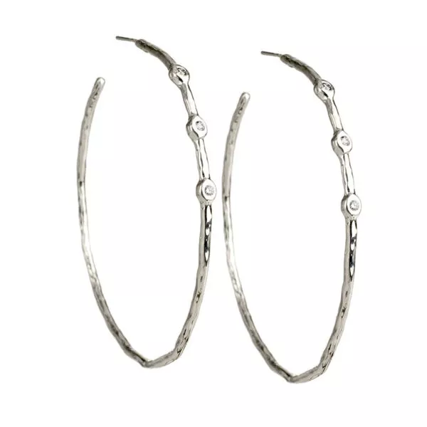 Stardust Hammered Hoop Earrings- Medium