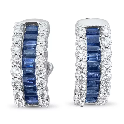 Sapphire and diamond hoop best sale earrings