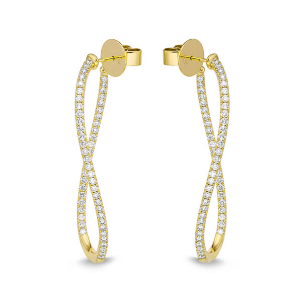 18K Yellow Gold Diamond Twist Hoops