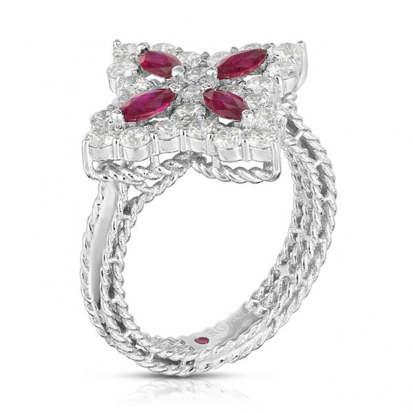 Diamond & Ruby Princess Flower Ring