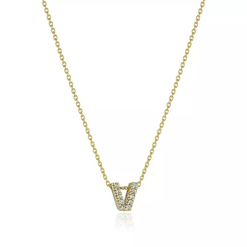 Diamond Letter V Pendant