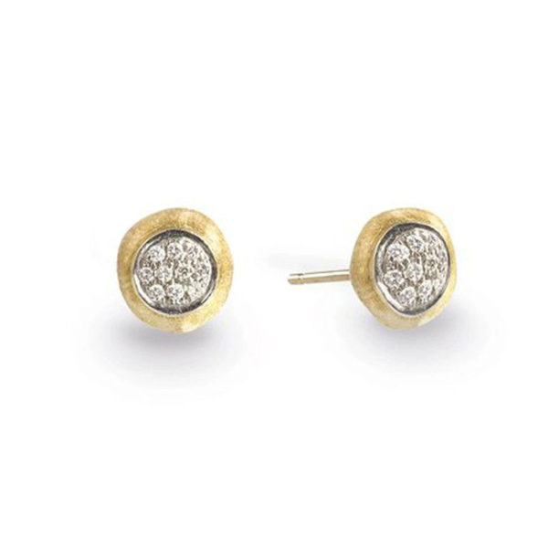 18K Pave Stud Earrings - YG