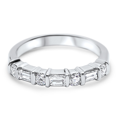 Half-Way Baguette & Round Diamond Band
