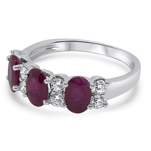 Ruby & Diamond 3-Row Ring - Underwoods Jewelers