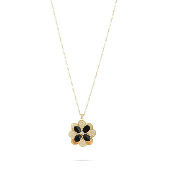 Diamond & Enamel Flower Necklace