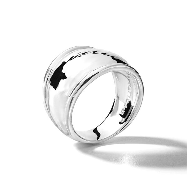 Crinkle Hammered Dome Ring, Size 7