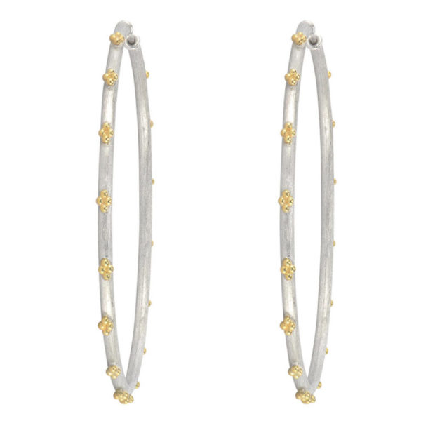 Mixed Metal Extra Large Beaded Quad Hoop Earrings
