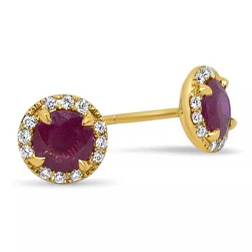 Ruby & Diamond Studs