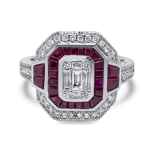 Art Deco Style Ruby & Diamond Ring