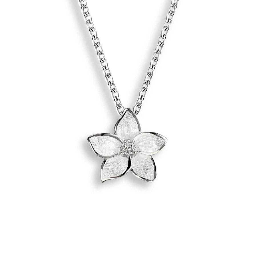 White enamel hotsell flower necklace