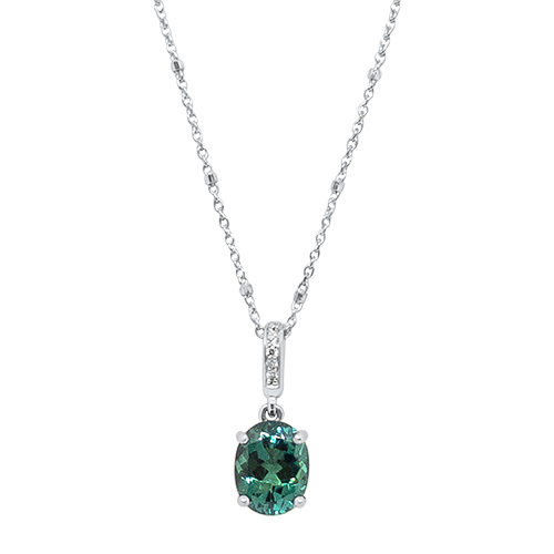 Green Tourmaline and Diamond Pendant