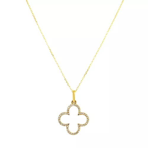 14KY Diamond Quatrefoil Pendant