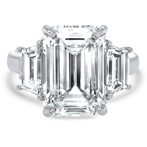 5.44ct Emerald Cut Three-Stone Diamond Ring