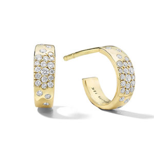 Huggie Hoop Earrings in 18K Gold with Diamonds - Underwoods Jewelers