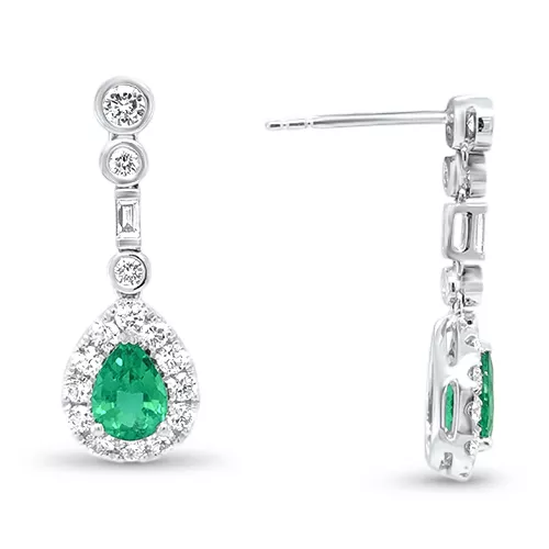 Emerald and Diamond Drop Earrings Underwoods Jewelers
