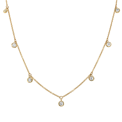 14kt Yellow Gold "Dangle-By-The-Inch" 7-Diamond Necklace