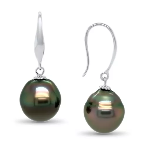 9x10mm Black Freshwater Pearl Earrings