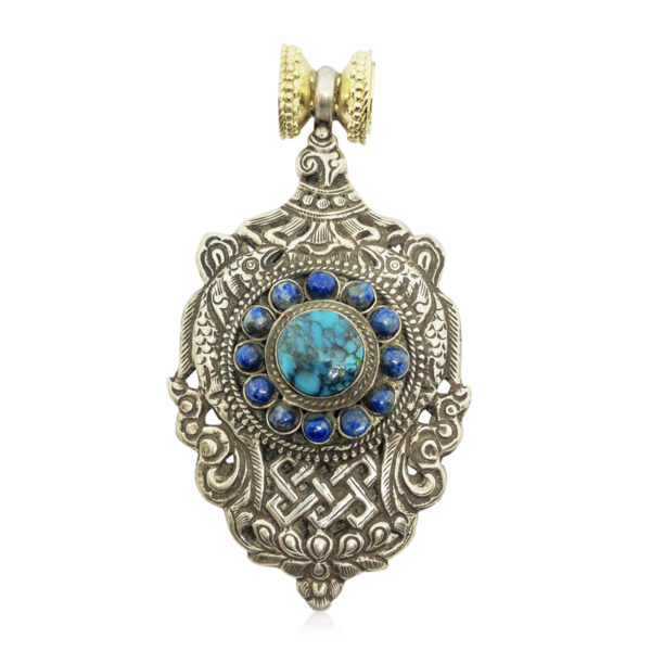 Tibetan Lapis & Turquoise Fish Centerpiece