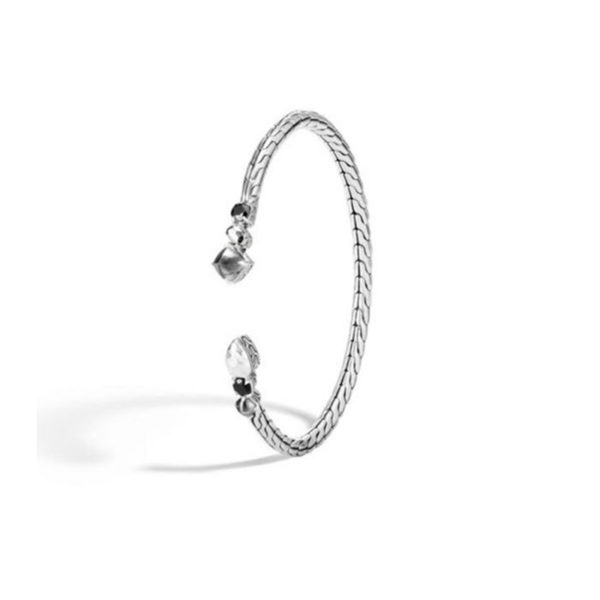 Classic Chain Collection Hematite Pyrite Black Spinel Flex Cuff Bracelet Size M